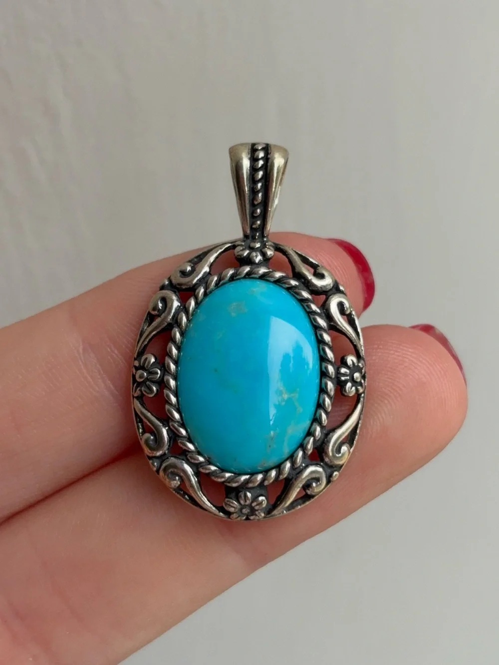 Carolyn Pollack Relios Sterling Silver Chunky Turquoise Southwestern Pendant - Picture 1 of 5